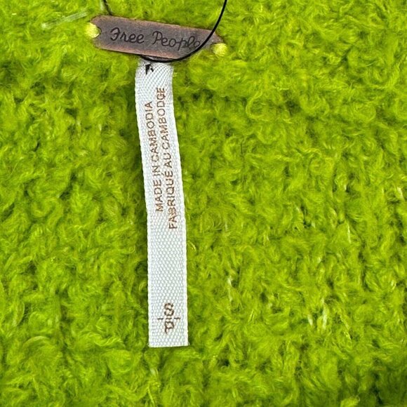 Free People Teddy Sweater Tunic Fuzzy Wool Blend Relaxed Pullover Green Sz Small - Picture 8 of 12